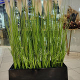 Artificial Plant Grass in Rectangle Pot Plants UAE. Artificial grass in a black planter with a store interior background
